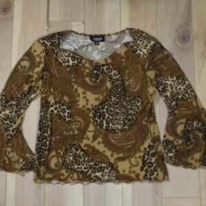 Cowgirl Western Long Sleeve Top w Bell Sleeves - Size S